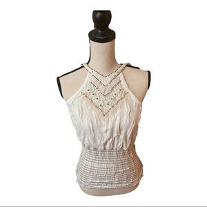 Unsure of brand, crochet detail on top w beading, Medium, from fitting, good con